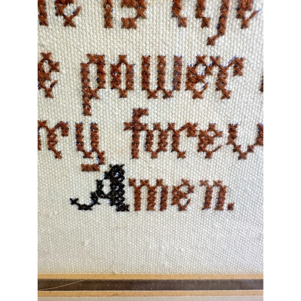 Vtg 1990 Framed The Lords Prayer Cross Stitch Sampler Handmade Wall Decor 22x17 - Picture 9 of 13